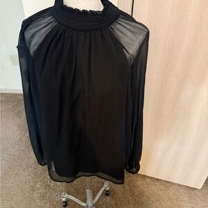 Chic Black Sheer Women's Blouse
